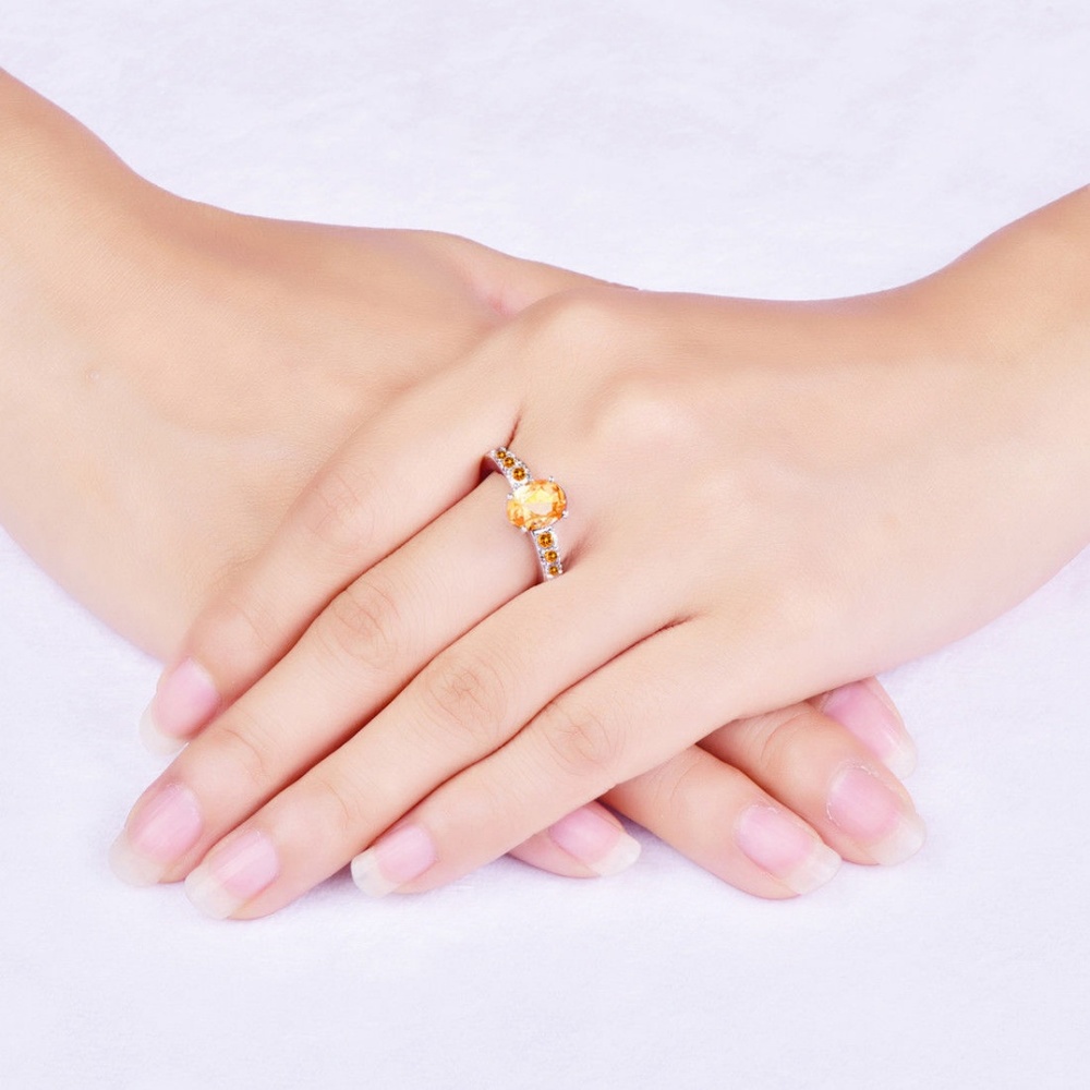 Morganite Oval Gemstone Solitaire Ring Silver Tone size 7 - Picture 2 of 7